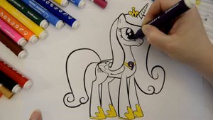 Coloring Pages Colored toys Princess Celestia My little Pony Раскраска для детей Май литл пони