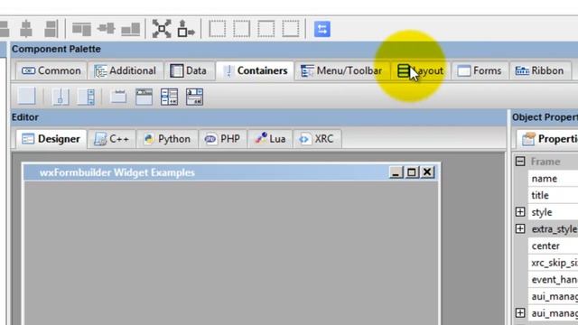 wxFormBuilder 1 - Create Frame