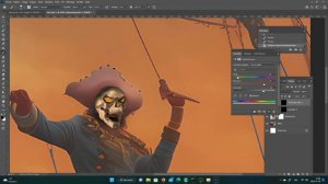 Photoshop + Stable Diffdusion workflow ( speed art ) some pirate boat on the cloud ?