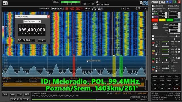 25.05.2021 17:32UTC, [Es], Meloradio, Польша, 99.4МГц ,1403км