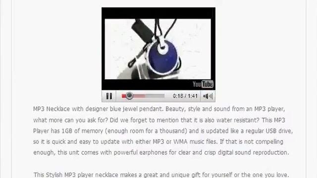 $ 31 USD MP3 Necklace - 1GB Blue Jewel Pendant 1st Shopping Channel