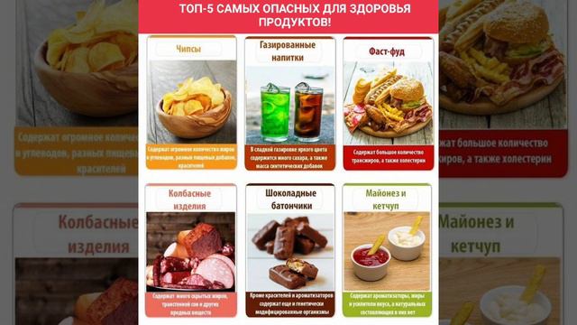 ТОП-5 САМЫХ ОПАСНЫХ ДЛЯ ЗДОРОВЬЯ ПРОДУКТОВ!