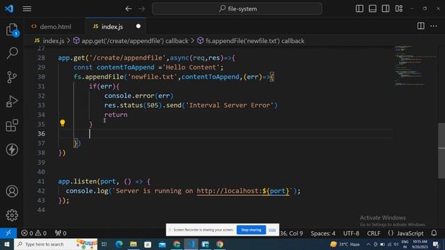 Mastering fs.appendFile() in Node.js | Node.js Interview Questions | Basic-to-Advanced