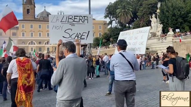 Италия. Рим. 9 октября 2021 год. Манифестация. смотреть онлайн