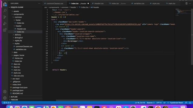 Header | Zomato Clone | DesktopApp | React Tauri Typescript Rust
