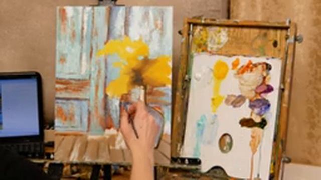 Мастер-класс маслом "Букет Мимозы" для начинающих художников.