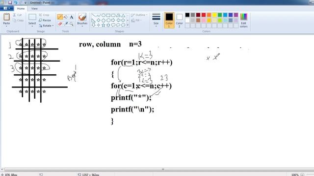 Square Star pattern printing in c | Printing Pattern in C | C programming tutorials