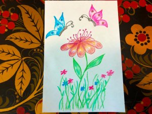 Рисую цветы и бабочек карандашами // Рисунки для самых маленьких