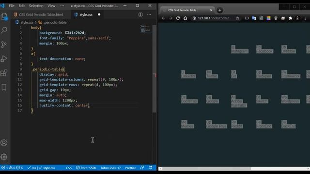 CSS Grid Periodic Table Using Only HTML5 & CSS3 || Full Tutorial