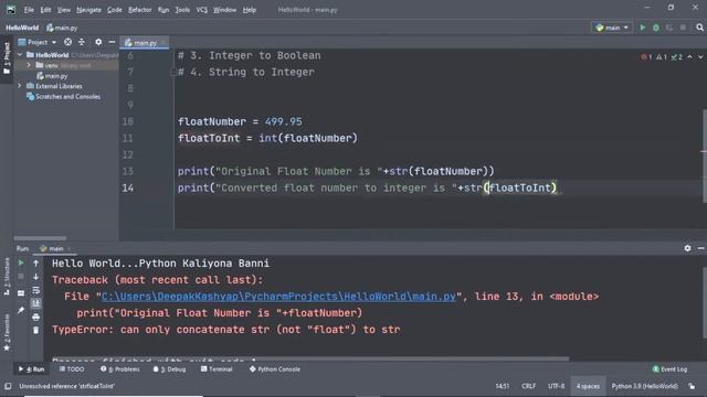 Type Conversion | Python Crash Course for Beginners | Kaliyona | In Kannada | Learn Python Quickly