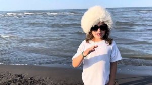 Чёрный песок на пляже в Дагестане . Каспийское море !!!31 июля 2023 г.