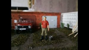Диорама Гаражи. Масштаб 1:43