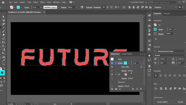 FUTURISTIC NEON TEXT - Adobe Illustrator CC 2020 смотреть онлайн