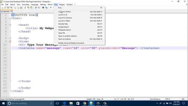 HTML Tutorial - HTML Form Element textarea