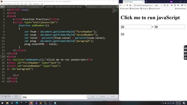 Revision of DOM, JavaScript function and Click Event | in Hindi/Urdu | Web Development Part-24