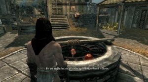 Skyrim social experiment I. - Naked Dragonborn throwing huge tomatoes into a well.