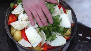 БАСМА В КАЗАНЕ НА КОСТРЕ. Рецепт очень вкусного и простого узбекского блюда.