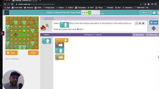 Programming with Mr. Manny | Course B - Sequencing with Angry Birds using CODE.ORG смотреть онлайн