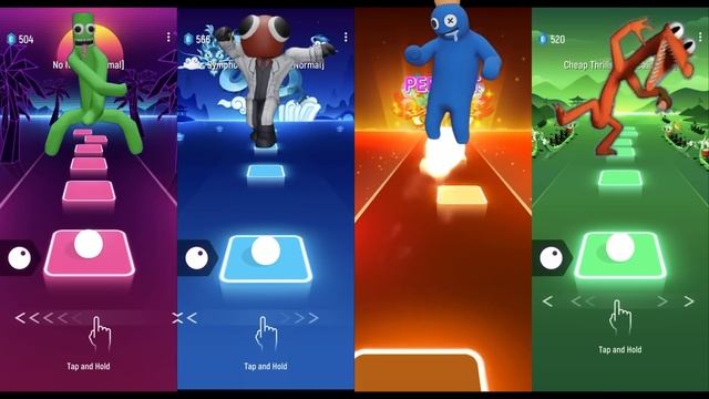 Rainbow Friends - Green Vs Red Vs Blue Vs Orange | Tiles Hop EDM Rush смотреть онлайн