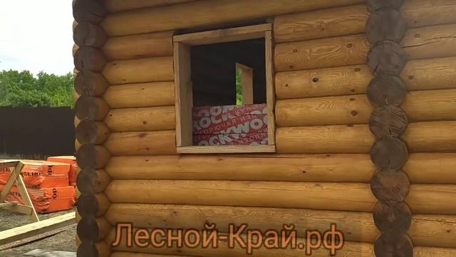 Баня из оцилиндрованного бревна. Конопатка, шлифовка, покраска сруба.. смотреть онлайн