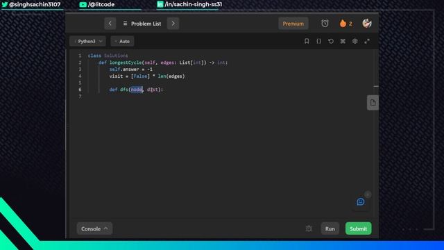 Longest Cycle in a Graph - Leetcode 2360 - Python