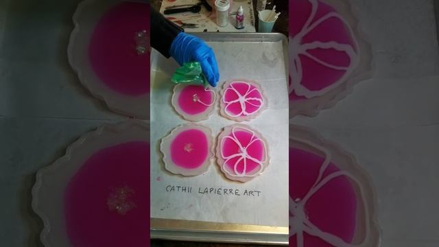 "Hibiscus" flower technique geode resin coasters смотреть онлайн