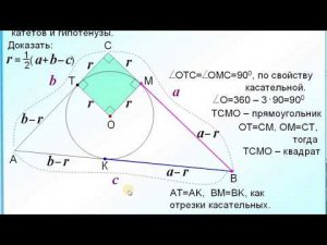 ОГЭ-24. Окружность вписанная в прямоугольный треугольник