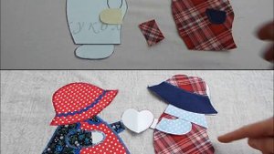 DIY. Аппликация из ткани девочка и мальчик с сердечком, любовь.  Fabric applique Felt heart