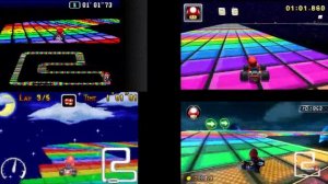 SNES Rainbow Road Super Mario Kart, Super Circuit, 7, and 8 Deluxe Comparison