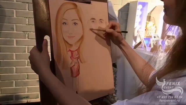 Заказать шаржиста на свадьбу, юбилей и корпоратив - художник шаржист на праздник в Москве.MP4