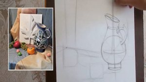 1 Рисунок натюрморта с гипсовой розеткой  Конструктивное построение