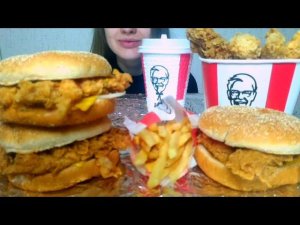 ASMR MUKBANG KFC FRIED CHICKEN &  CHICKEN SANDWICHES & WINGS AND STRIPS & FRENCH FRIES (No Talking)