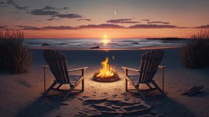 Тихий вечер у океана со звуками огня и спокойной атмосферой