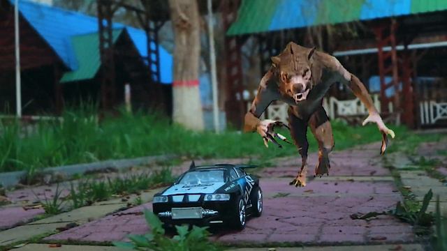 THE WEREWOLF ATTACKED THE POLICE CAR Cartoons about cars toys for boys смотреть онлайн