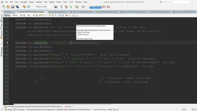 Java System.out.println #7 Beispiel, Einkaufsliste , Kosten mit Operatoren berechnen смотреть онлайн