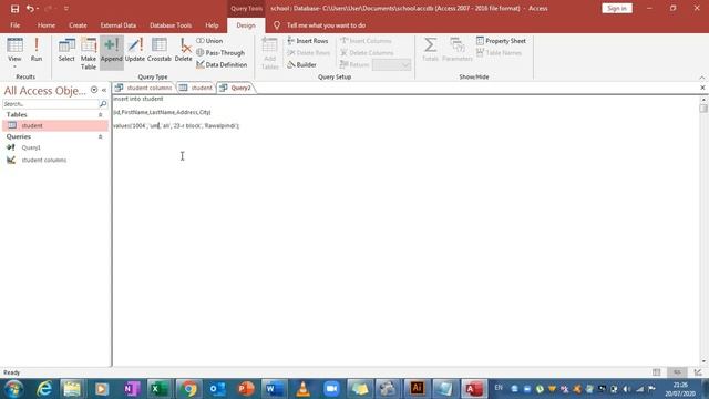 How to use CREATE SELECT INSERT DELETE and UPDATE in ms-access using sql