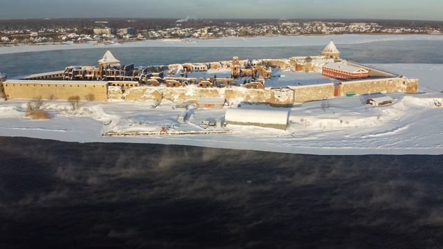 Крепость Орешек, Декабрь 2021, аэросъёмка. смотреть онлайн