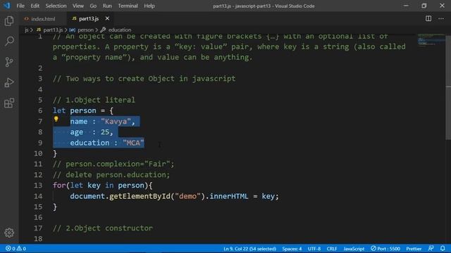 Object in Javascript, Object literal and constructor - Javascript tutorial part 13