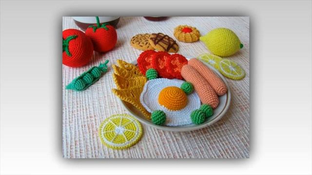 Вязаные игрушки.Еда.Пицца.Завтрак.«CROCHET»