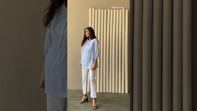 4276740 Брюки свободного кроя из дышащей льняной ткани для беременных мам смотреть онлайн