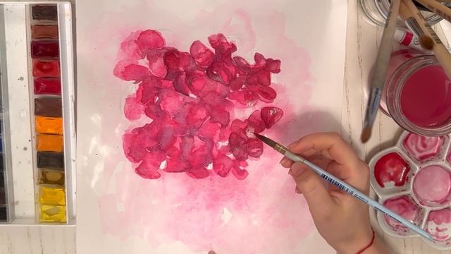 Рисуем гортензию акварелью