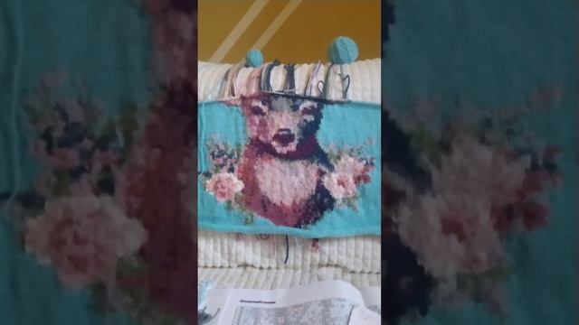 Вязание по схеме. Интарсия спицами. вязание рисунка. Олень.