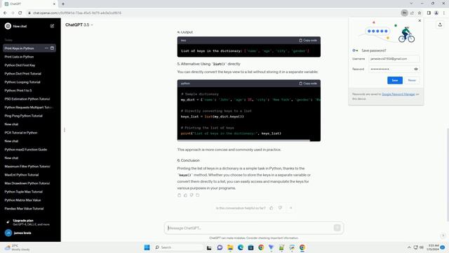 print list of keys in dictionary python
