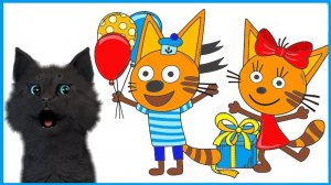 Три Кота Справляем День Рождения Карамельки с Супер котом 🐱 День рождения детей