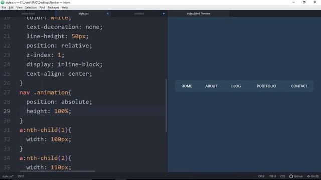 Animated Navigation Menu Bar using HTML CSS | Menu Hover Animation смотреть онлайн