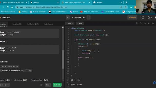 LeetCode - valid parentheses - O(n) - JAVA - Solution смотреть онлайн