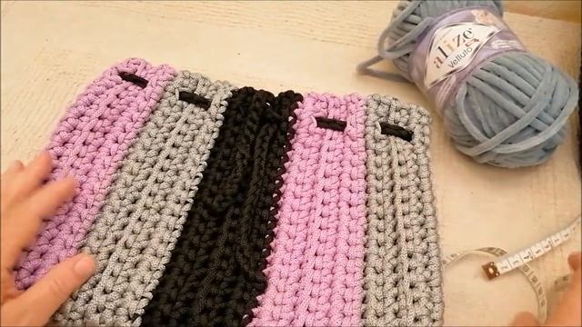 ПОЛОСАТАЯ СУМОЧКА ИЗ ШНУРА КРЮЧКОМ