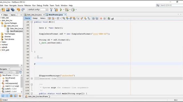 JAVA   NetBeans get  Live Time and Date   | java for beginners Tutorial