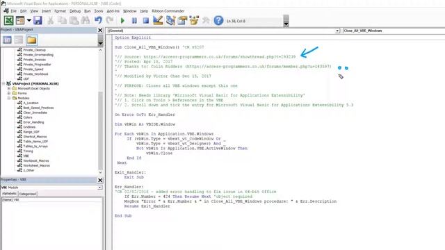 Excel VBA: How to quickly close multiple code windows in the VBA Editor смотреть онлайн