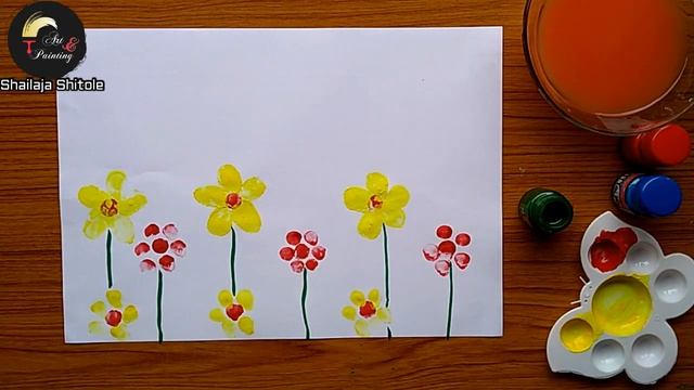 HOW TO DRAW FLOWERS AND BUTTERFLY WITH THUMBPRINT | HOW TO MAKE FINGERPRINT DRAWING SCENERY смотреть онлайн